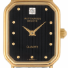 WITTNAUER "Genève" Ladies´Rectangular Quartz Gold Plated Wristwatch with Black Jeweled Dial and Round Applied Indices