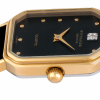 WITTNAUER "Genève" Ladies´Rectangular Quartz Gold Plated Wristwatch with Black Jeweled Dial and Round Applied Indices