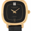 WITTNAUER "Genève" Ladies´Quartz Gold Plated Wristwatch with Black Jeweled Dial