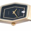WITTNAUER "Genève" Ladies´ Polygonal Gold Plated Wristwatch with Black Jeweled Dial and Chemin de Fer Minuterie