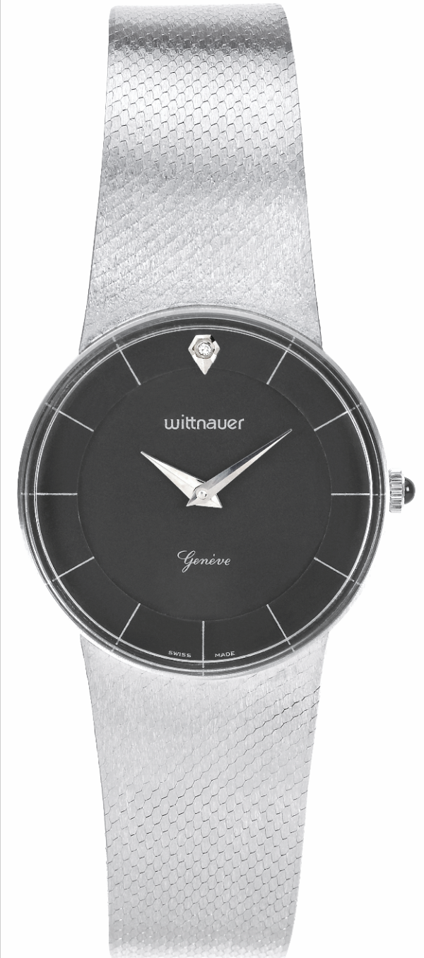 WITTNAUER "Genève" Gents´ Plated Wristwatch with Black Jeweled Dial