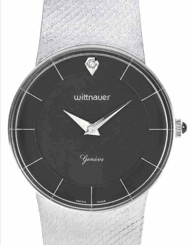 Screenshot 2025-10-07 at 16.40.50 WITTNAUER "Genève" Gents´ Plated Wristwatch with Black Jeweled Dial