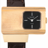 GOLDOR 1970s "Communicator" Wristwatch with "Clous de Paris" Gold-Plated Angular Case & Black Dial
