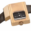 GOLDOR 1970s "Communicator" Wristwatch with "Clous de Paris" Gold-Plated Angular Case & Black Dial