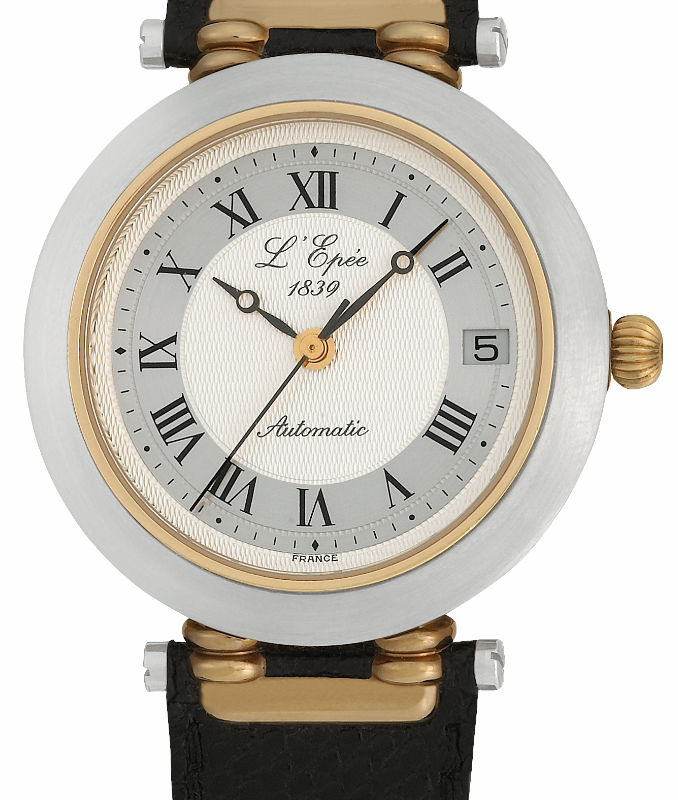 Screenshot 2025-10-08 at 08.26.30 L'EPÉE Gents´ Bicolor Wristwatch with Guilloche Dial and Roman Numerals