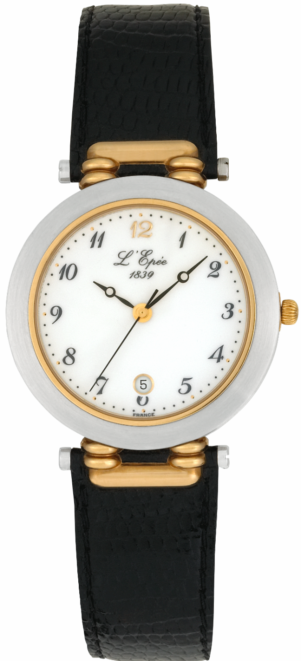 L'EPÉE Gents´ Bicolor Wristwatch with Enamel Dial and Arabic Numerals