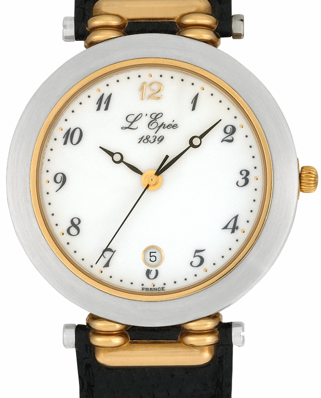 Screenshot 2025-10-08 at 10.18.24 L'EPÉE Gents´ Bicolor Wristwatch with Enamel Dial and Arabic Numerals