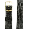 Michel Herbelin - Alligator Grain Grey Black Leather Strap - 20mm with Buckle