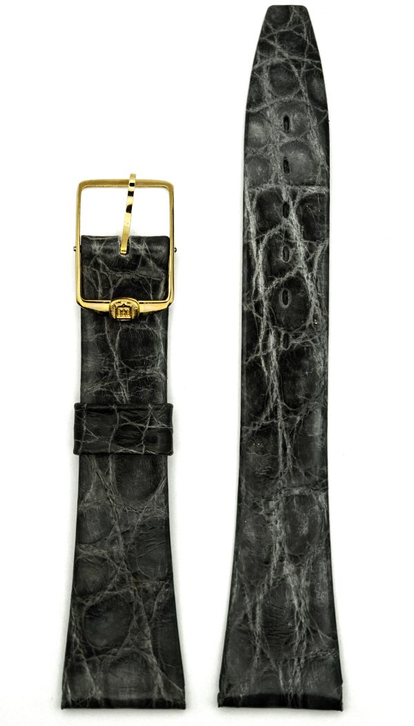 Michel Herbelin - Alligator Grain Grey Black Leather Strap - 20mm with Buckle