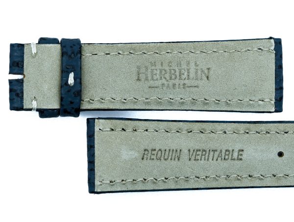 Michel Herbelin - Shark Skin Blue Leather Strap "Safari" - 20mm