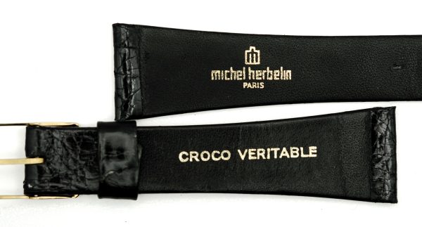 Michel Herbelin - Alligator Grain Black Leather Strap - 19/20mm with Buckle