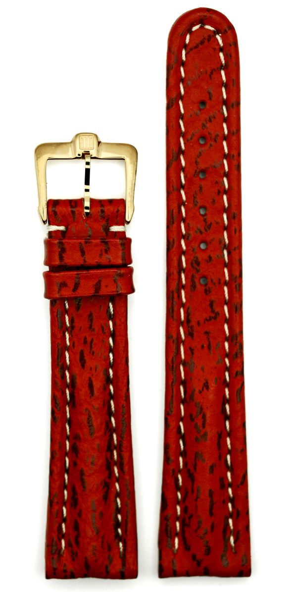 Michel Herbelin - Red Shark Skin Padded Leather Strap "Safari" - 17mm with Buckle
