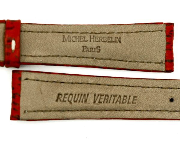 Michel Herbelin - Red Shark Skin Padded Leather Strap "Safari" - 17mm with Buckle