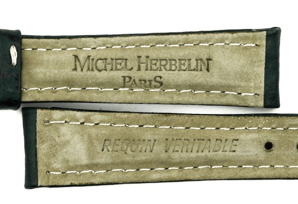Michel Herbelin - Green Shark Skin Padded Leather Strap "Safari" - 17mm with Buckle