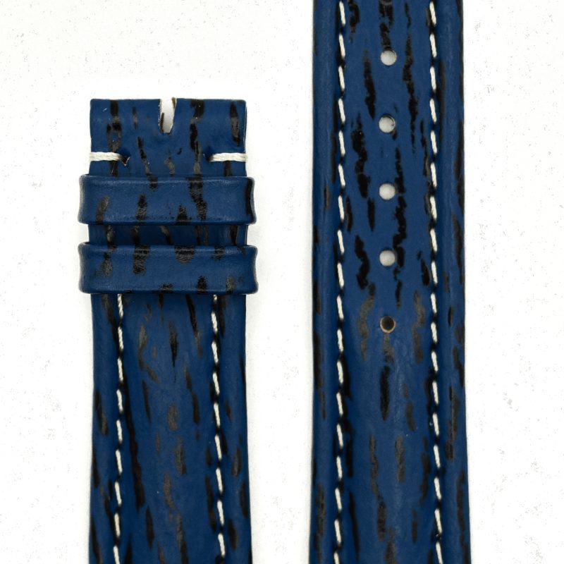 Michel Herbelin - Blue Shark Skin Padded Leather Strap - 19mm