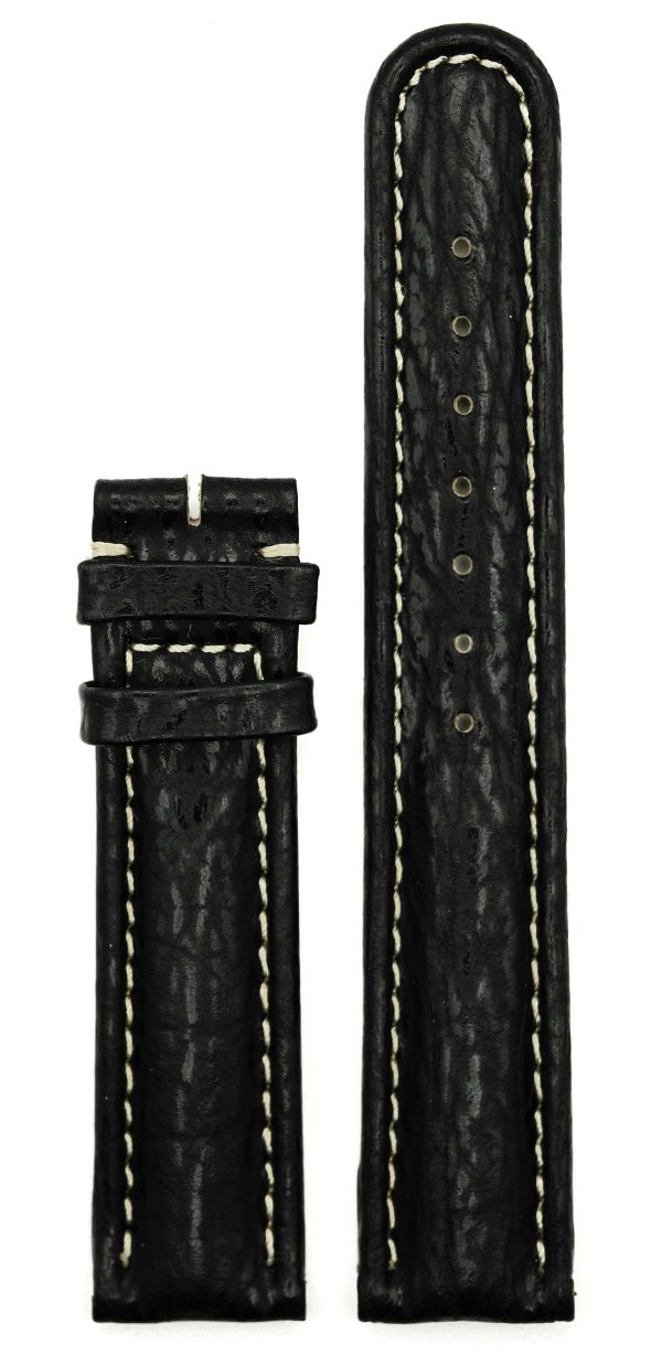 Michel Herbelin - Black Shark Skin Padded Leather Strap - 19mm