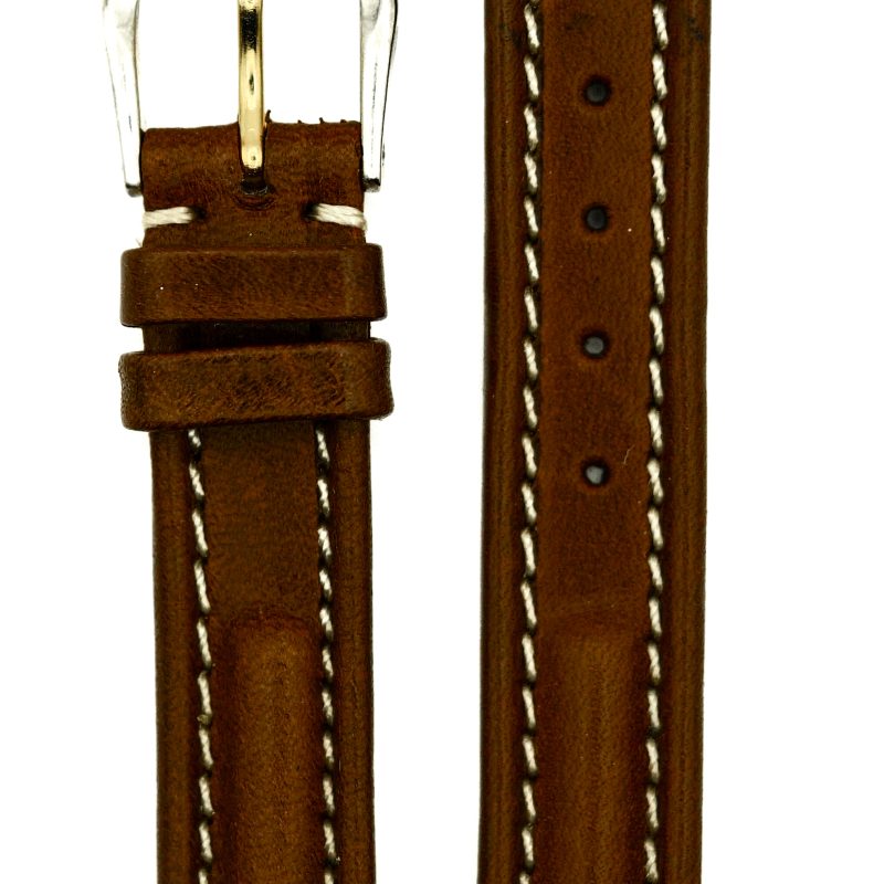 PB060338 Michel Herbelin - Dark Brown Padded Leather Strap - 13mm with Buckle