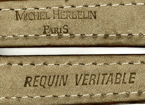 Michel Herbelin - Blue Shark Skin Padded Leather Strap - 13mm with Buckle