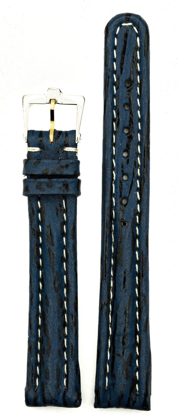 Michel Herbelin - Blue Shark Skin Padded Leather Strap - 13mm with Buckle