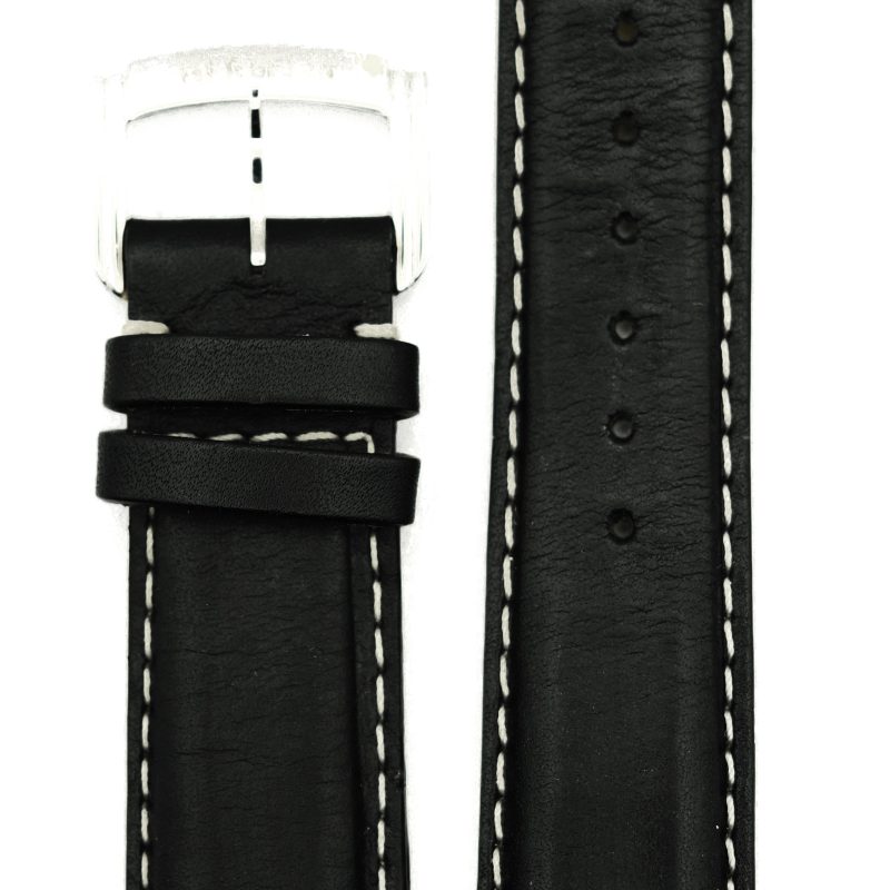 PB060350 Michel Herbelin - Black Padded Leather Strap - 20mm with Buckle - For MH 36641