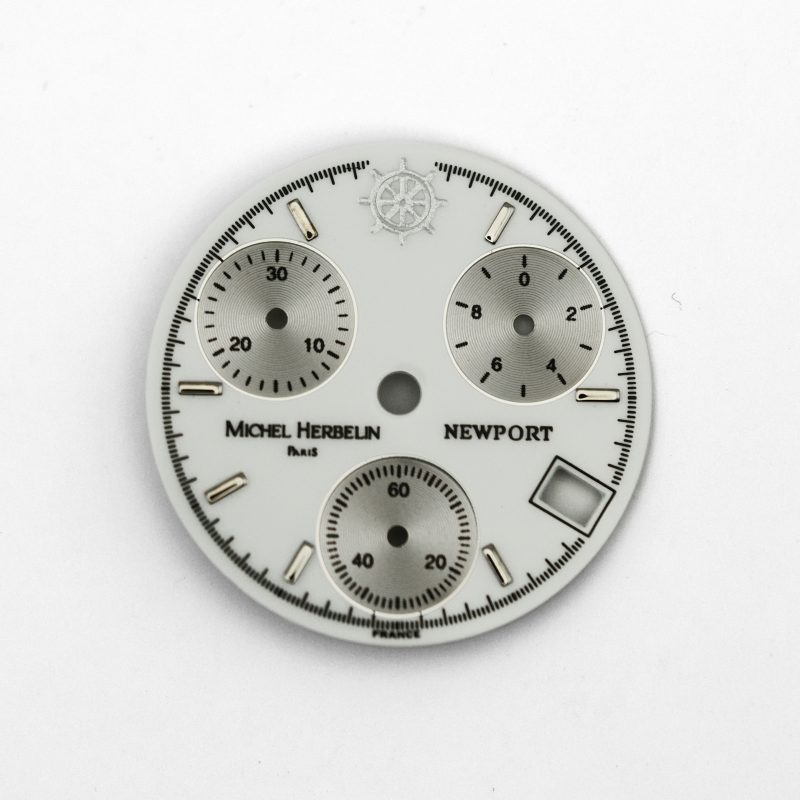 PB200949 Michel Herbelin - Original "Newport" Chronograph Dial, White Lacquer (34453/MX)