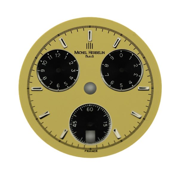 Michel Herbelin - Original "Newport" Chronograph Dial, "Semi-Panda" Gilt & Black Lacquer (32442/17)