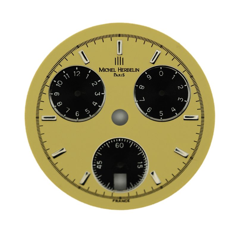 PB200959 Michel Herbelin - Original "Newport" Chronograph Dial, "Semi-Panda" Gilt & Black Lacquer (32442/17)